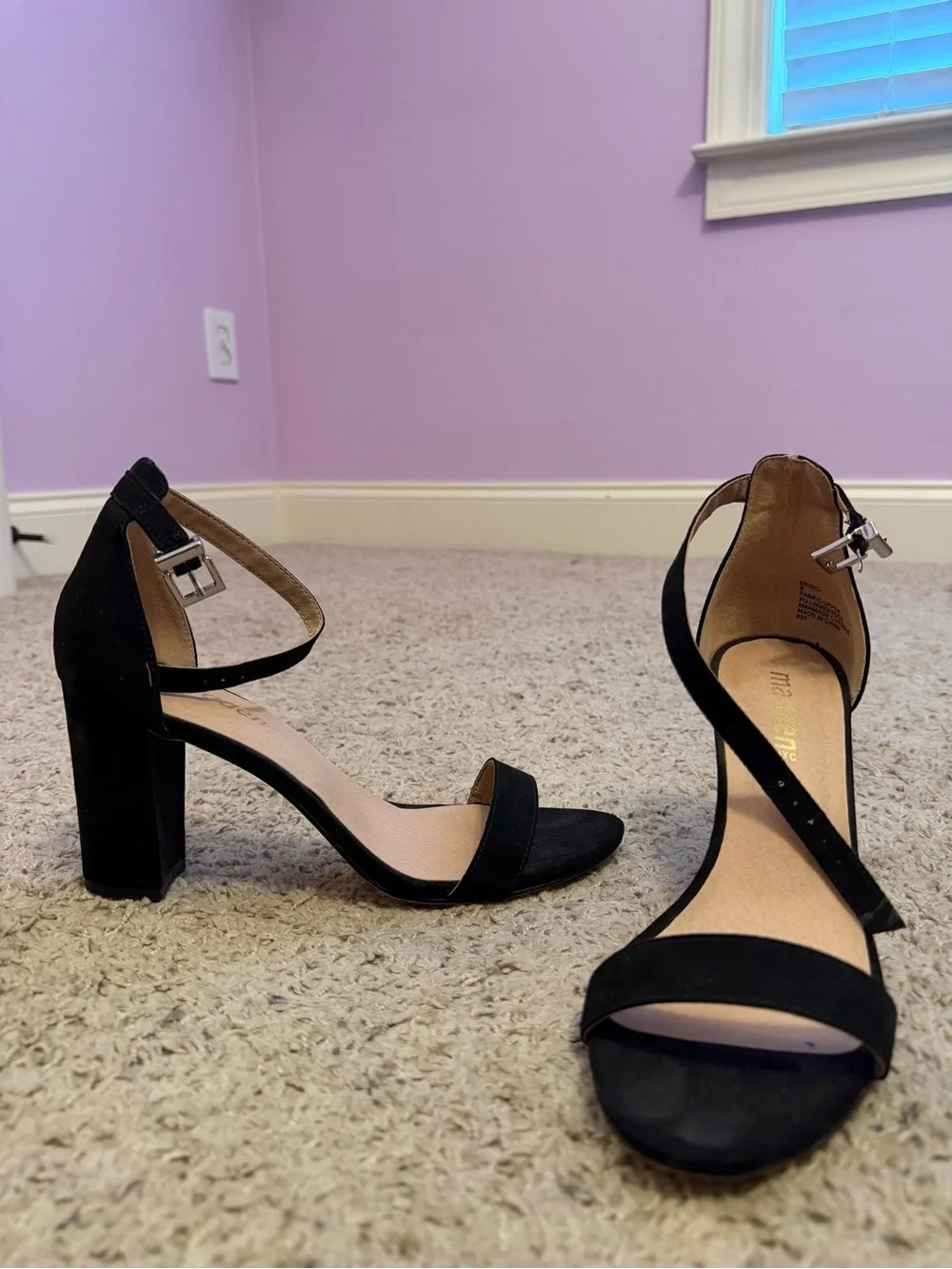 Madden Girl Black Open-Toe Ankle-Strap Heels